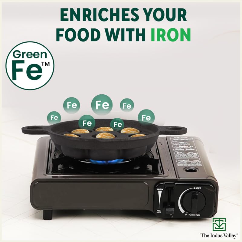 Super Smooth Black Cast Iron Paniyaram Pan - Small, 9 Pit, 8.2 Inch, 20.8 Cm, 2.7 Kg | Induction Friendly - Nonstick, Pre-Seasoned, 100% Pure & Toxin-Free, No Chemical Coating Super Smooth Black Cast Iron Paniyaram Pan - Small, 9 Pit, 8.2 Inch, 20.8 Cm, 2.7 Kg | Induction Friendly - Nonstick, Pre-Seasoned, 100% Pure & Toxin-Free, No Chemical Coating