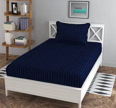 Bedsheet Single Bed With 1 Pillow Cover - 60 X 90 Inches, Dark Blue | Ideal For Home, Hotel, Guest House | Soft, Elegant Microfiber For Ultimate Comfort