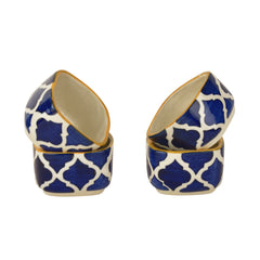 Hand Painted Ceramic Square Dip Bowls Set Of 4 - Blue & White, 50ml Each | Chutney Bowls - Ketchup Bowls