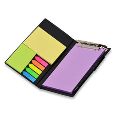 Notepad Memo Holder Desk Organizer With Colorful Sticky Notes, Office Gift Set With Pen (Lavender)
