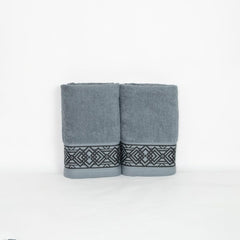 Rangoli 100% Cotton Fibre 2 Hand Towels 400 Gsm | Highly Durable & Absorbent Towel | Skin-Friendly & Quick Drying Luxury Towels (Grey) - Pack Of 2