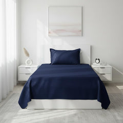 Soft Cotton Single Bedsheet With 1 Piece Pillow Cover - 60 X 90 Inches, Dark Blue | Lightweight, Breathable & Easy To Maintain Bedsheet