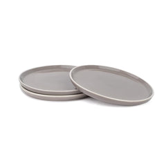 Ceramic Dinner Plates Set Of 6 Pieces, Grey With White Rim Carving Series | Ceramic Plates Set - Glossy Finish Plate Set | Ceramic Dinner Plates - Plates Set For Dinner | Microwave Safe