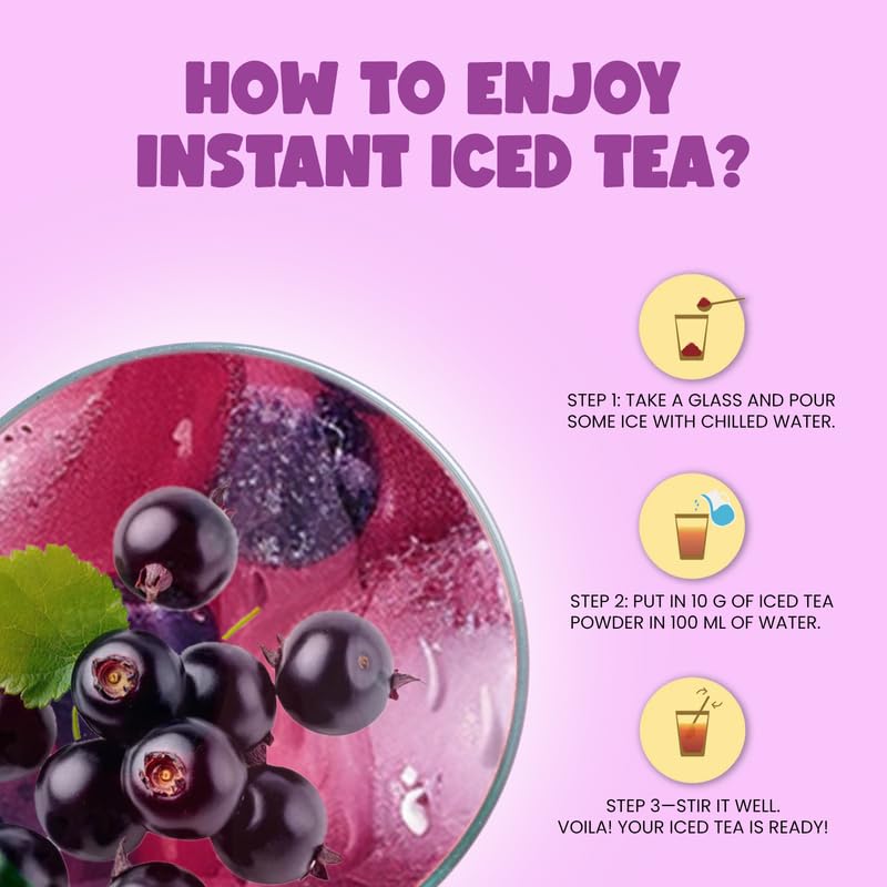 Bevzilla Black Currant Instant Iced Tea Mix - 400gm, 14.1 Ounce | Quick Ready In 30 Seconds - Perfect Refreshing Summer Drink | Easy To Carry Anywhere - Low Caffeine Bevzilla Black Currant Instant Iced Tea Mix - 400gm, 14.1 Ounce | Quick Ready In 30 Seconds - Perfect Refreshing Summer Drink | Easy To Carry Anywhere - Low Caffeine