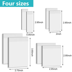 400 Sheet Transparent Sticky Notes, Self-Adhesive Clear Sticky Notes, 4 Sizes, White