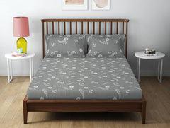 100% Cotton Double Bedsheet With 2 Pillow Cover - 90 X 100 Inches, Grey | Soft & Breathable, Comfortable & Durable Bedding For All Seasons