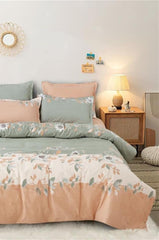 1 Flat Bedsheet For King Size With 2 Pillow Cover + Comforter - 90 X 100 Inch, Peach | Super Soft Glace Cotton - 4 Pcs Bedding Set | Perfect Gifts Set Wedding, Anniversary