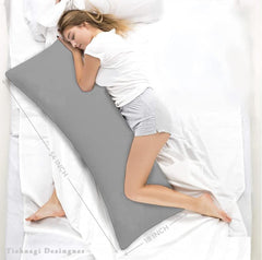 Microfiber Body Pillow, Maternity Pillows, Side Sleeper, Grey - 18 X 54 Inches | Resting Pillows With Grey Natural Cotton Removable Cover For Hug, Eco Friendly, Hypoallergenic - Pack Of 1