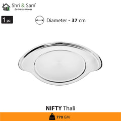 Stainless Steel Solid Small Nifty Thali Set Of 10 Pieces, Silver | 1 Full Plate+ 1 Quarter Plate+ 4 Bowls+ 1 Chutney Bowl+ 1 Glass+ 1 Dabra+ 1 Dessert Spoon