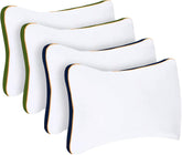 Microfiber Bed Pillow For Sleeping, Down Alternative Ultra Soft Cotton Pillow, White & Green, Blue | Bed Pillow, Microfiber Pillow | Breathable, Washable, Durable, Hypoallergenic - Pack Of 4