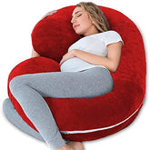 Pregnancy Pillow, Maternity Body Pillow For Sleeping, C Shaped Pillow, Red - 55 Inch | Full Body Pillow, Pregnancy Pillow For Pregnant Women, Breathable, Comfortable Removable Velvet Cover