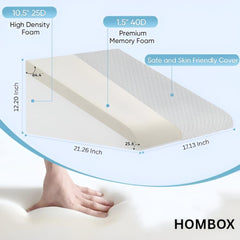 Wedge Pillow High Density For Back Support, Wedge Cushion, Acid Reflux, Grey | Wedge Pillow For Back Support, Leg Elevation, Pregnancy | Lightweight, Anti-Slip, Breathable, Resting Pillow