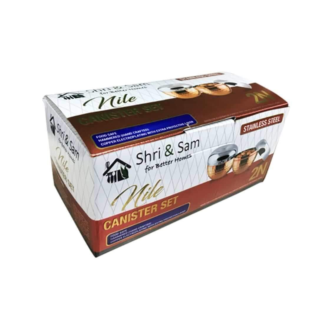 Nile Stainless Steel Hammered Canister Set Of 2 With Lid - Copper, 250ml Each | Dishwasher Safe Nile Stainless Steel Hammered Canister Set Of 2 With Lid - Copper, 250ml Each | Dishwasher Safe
