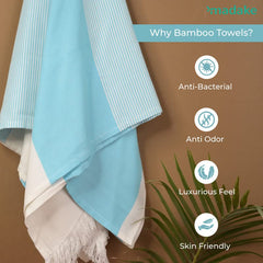 Madake Bamboo Ultra Soft & Thin Turkish Towel 200 Gsm | Quick Dry, Super Absorbent, Anti Bacterial Extra Large Bath Towel For Men & Women (Bermuda Cocktail)