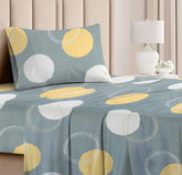 Premium Single Bedsheet With 1 Pillow Covers - 58 X 88 Inches, Grey & White | Style Glace Cotton Floral Luxurious Beautiful Soft Comfort Designer Bedsheet
