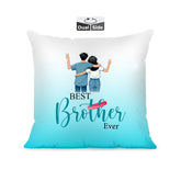 Premium Pillow Cushion For Best Brother, Sky-Blue & White - 16 Inch | Unique Thoughtful Cute Birthday Pillow Gift For Brother | Raksha Bandhan, Bhaidooj | With Filler Cushion - Design 22