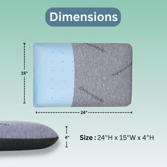 Orthopedic Cool Gel Memory Foam Pillow, Grey, Standard Size - 24 X 16 X 4 Inches | Cervical Pillow For Neck & Shoulder Pain Relief | Pillow For Side, Back & Stomach Sleepers - Set Of 1