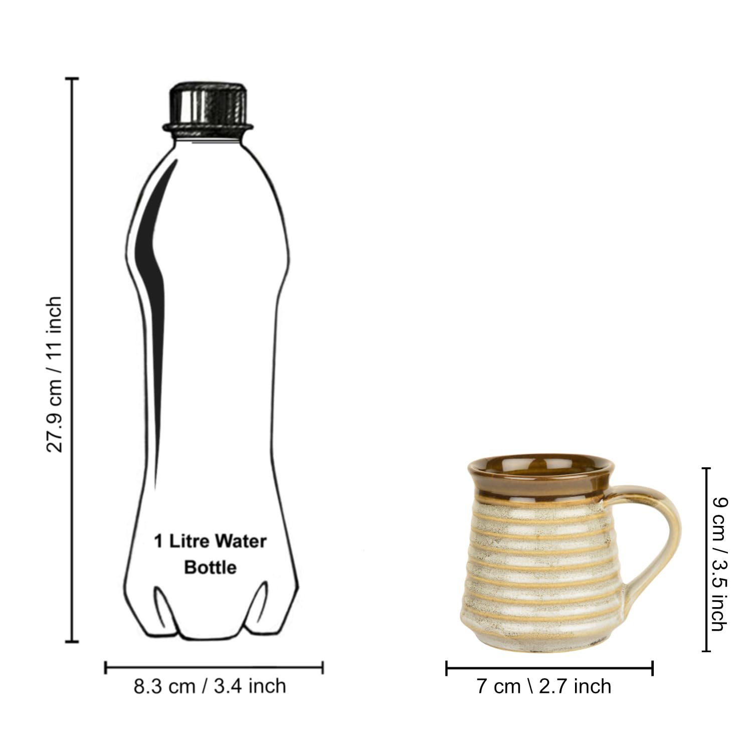 Hand Glazed Brown Ceramic Large Milk Mugs Set Of 2 - 300ml Each, Brown & Off White | Jumbo Coffee Cups & Mugs - Tea Cups & Mugs Hand Glazed Brown Ceramic Large Milk Mugs Set Of 2 - 300ml Each, Brown & Off White | Jumbo Coffee Cups & Mugs - Tea Cups & Mugs