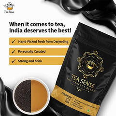 Tea Sense Premium CTC Tea - Pack Of 25 X 200gm, 7.05 Ounce Each | Assam Chai With Darjeeling Whole Leaves - Rich Flavor & Strong Chai Patti, High Caffeine | The Perfect Blend Loose Leaves