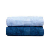 Mush Bamboo Hand Towels 600 Gsm | 100% Bamboo Gym Towel For Men & Women Workout Ultra Soft, Absorbent & Quick Dry Towel (Navy & Sky Blue)- Set Of 2