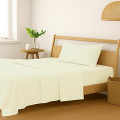 Plain Single Size Bedsheet With 1 Pillow Cover - 54 X 90 Inches, Ivory | Breathable & Skin-Friendly - Suitable For Use All Year Long | Ideal Gift For Weddings