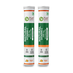 Pure Nutrition Vitamin C + Zinc, 20 Effervescent Tablets Orange Flavour , Amla Extract | Acne Free Skin For Women & Men , Rich In Antioxidants , Boosts Energy, Immunity | 50gm 0.1lbs Each Pack Of 2