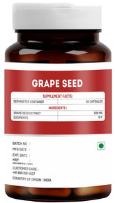 Vitawin Grape Seed For Immunity & Antioxidant Support, Natural Herbal, 500mg Nutrition Supplement | 60 Capsules 100gm 0.2lbs