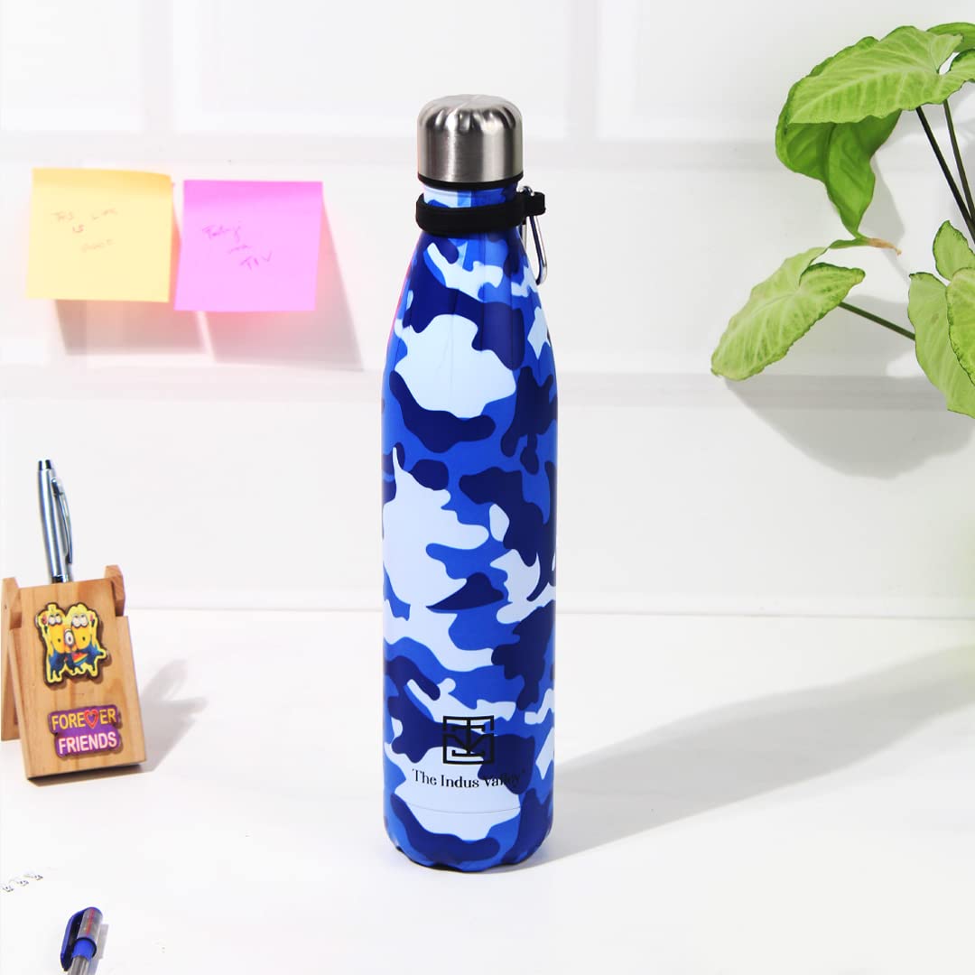 Vacuum Insulated Stainless Steel Cola Bottle For School, College, Office | Blue, 1 Liter - Double Walled, Hot & Cold Temperature, Leak Proof, BPA-Free Vacuum Insulated Stainless Steel Cola Bottle For School, College, Office | Blue, 1 Liter - Double Walled, Hot & Cold Temperature, Leak Proof, BPA-Free