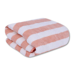 Fezora Microfiber Bath Towels Strip 290 Gsm | Extra Soft Plush & Quick Dry High Absorbency Large Size Towels For Bathing (Orange & White)