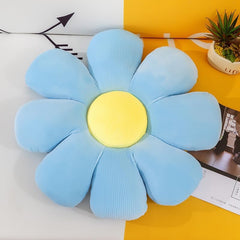 Super Soft Sunflower Cushion Pillow, For Sofa Bed Seating Area Cushion, Blue - 35 Cm | Throw Pillow, Flower Shaped, Pair Cushion, Soft & Decorative Cushions For Living Room, Washable