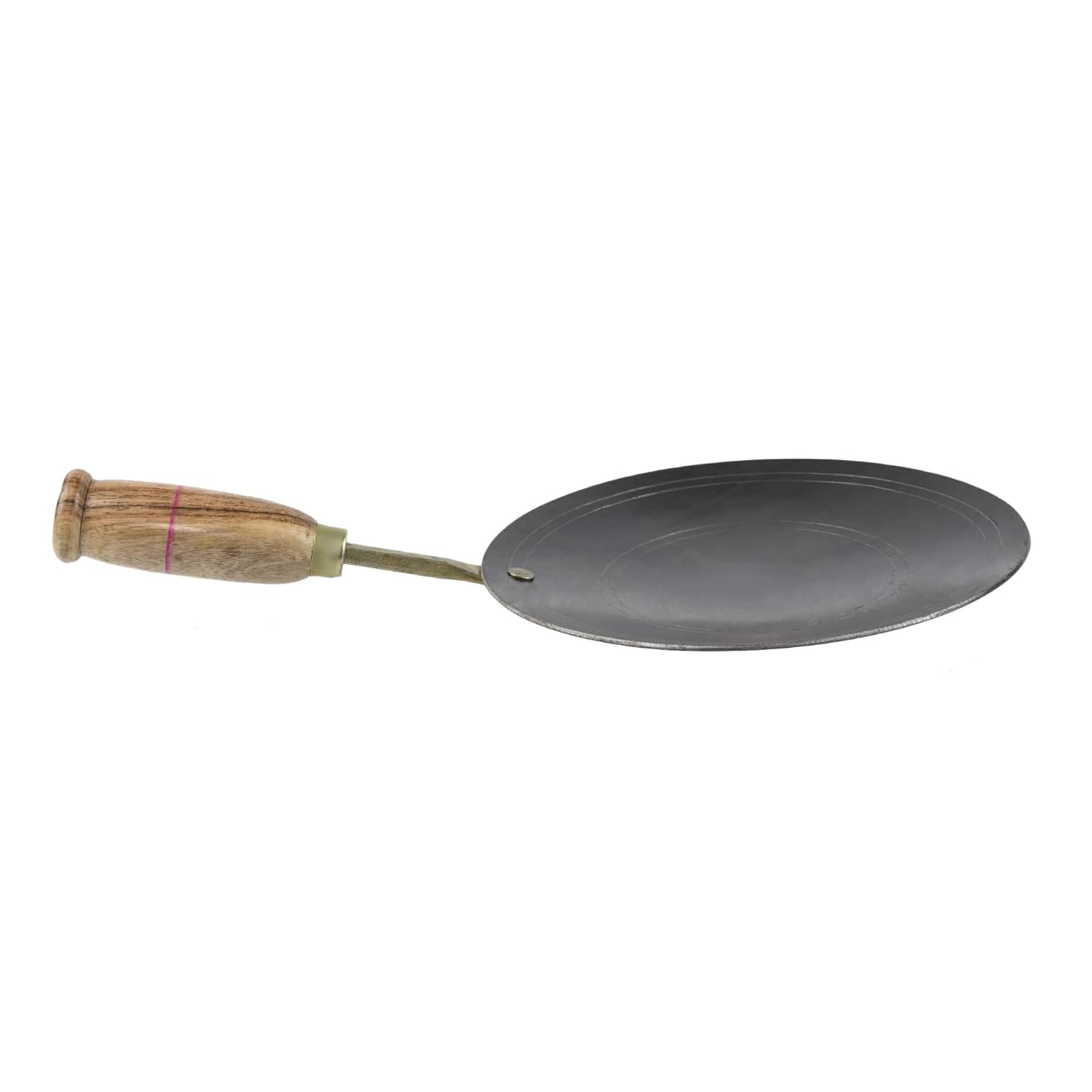 Iron Double Fitted Knob Handmade Tawa With Wooden Handle 10.5 Inch | Loha Tawa For Chapati, Roti - Gas Stovetop Compatible Iron Double Fitted Knob Handmade Tawa With Wooden Handle 10.5 Inch | Loha Tawa For Chapati, Roti - Gas Stovetop Compatible