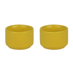 Hand Glazed Ceramic Dip Bowls Set Of 2 - 60ml Each, Yellow | Chutney Bowls, Ketchup Bowls - Pickle Serving Bowls