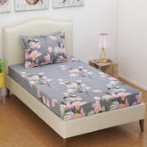 100% Cotton Single Bedsheet With 1 Pillow Covers | 60 X 90 Inches, Grey | Premium Super Soft Super Cotton Bedsheet