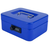 Medium Metal Cash Box With Combination Lock Safe & Money Tray For Security 7.87"X 6.30"X 3.54" Colour - Blue