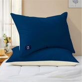 Microfiber Pillows, Soft & Cozy For Pillow 18 X 28 Inch - Blue & Cream Color | Breathable, Adjustable & Long Lasting, Hypoallergenic | Big Size & Shape - Rectangular, Bed Pillow - Set Of 2