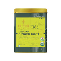 Luxmi Estates Lemon Ginger Root 100gm Tin, 3.5 Ounce + Purely Peppermint 25gm Tin, 0.8 Ounce Herbal Tea | USDA Certified Organic Tea - Caffeine Free Herbal Tea