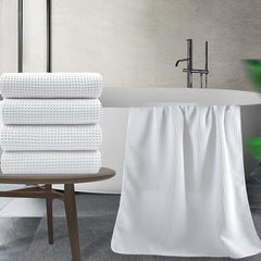Enchant Home Pure Cotton Waffle Towel 400 Gsm | Lightweight Anti-Microbial & Water Absorbent Soft Touch Quick Drying Bath Towel | White