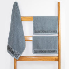 Rangoli 100% Cotton Fibre 2 Hand & 1 Bath Towel 1100 Gsm | Highly Durable & Absorbent Towel | Skin-Friendly & Quick Drying Luxury Towels (Grey) - Pack Of 3
