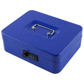 Large Cash Box With Combination Lock Safe Metal Money Box With Money Tray For Security Lock Box 9.84"X 7.87"X 3.54" Colour - Blue, Lock Type - Combination