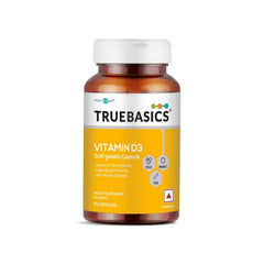 Truebasics Vitamin D3 600 Iu | For Strong Bones, Muscle Strength & Immunity | 50 Capsules , 100gm 0.2lbs