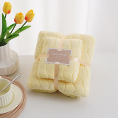 HomeCloud Microfiber Soft & Fuffy Bath & Face Towel 400 Gsm With Hanging Loop | 3x Softer Than Cotton Towels | Highly Absorbent Set Of 2 (Waves Yellow)