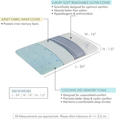Orthopedic Cervical Pillow, Thin Pillow For Sleeping, White, King Size - 1.5 Inch | Ultra Slim Memory Foam Pillow Cool Gel -Slim Pillow For Neck & Shoulder Pain - Flat Pillow, Washable Cover