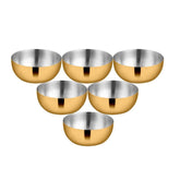 Majestic High Grade Stainless Steel Big Bowl With Gold PVD Coating 6 Pcs - 10.5 Cm Each, 300ml Each | Easy To Clean & Dishwasher Safe
