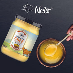 100% Natural A2 Gir Cow Ghee By Netar | Rich In Vitamins A & E Healthy Desi Ghee For Laddus | (500ml) 16.9 Ounce | Jar Pack