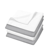 U & U Unique Utilities Microfiber Face Towels 400 Gsm | Gym Towels For Men & Women | Super Soft & Ultra Absorbent (Grey & White) -Set Of 4