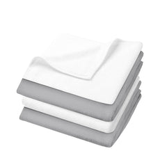 U & U Unique Utilities Microfiber Face Towels 400 Gsm | Gym Towels For Men & Women | Super Soft & Ultra Absorbent (Grey & White) -Set Of 4