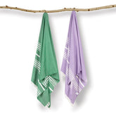 Mush 100% Bamboo Light Weight & Ultra-Compact Turkish Towel | Super Soft, Absorbent, Quick Dry, Anti-Odor Bamboo Towel (2, Lavender + Dark Green)