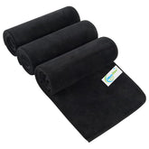 Microshine Microfiber Sports Towels 450 Gsm | Quick Drying, Ultra Absorbent, Lightweight Gym Towels - Black (Pack Of 3)