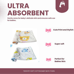 Teddyify Soft Cotton Baby Bath Towel 500 Gsm | Infants, New Born Babies Towel High Absorbent, Soft Cotton Premium Washcloth (Pink & Blue) - Pack Of 2