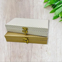 Decorative & Attractive Box Cash Box, Shagun Box, Jewellery Box, Money Box Envelop Wedding, Gift Box, Bangel Box With Golden Dotted Embroidery Design, Colour - Off White, Pack Of 1